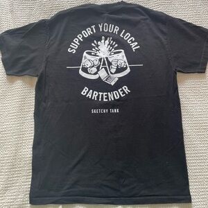 Support Your Local Bartender 100% Cotton Sketchy Tank Tee Size L in Black